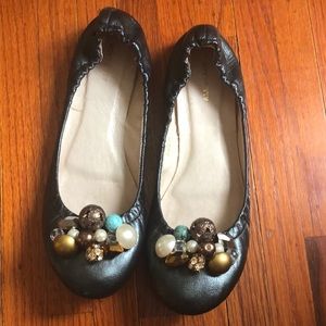 ALL BLACK jeweled flats Size 40